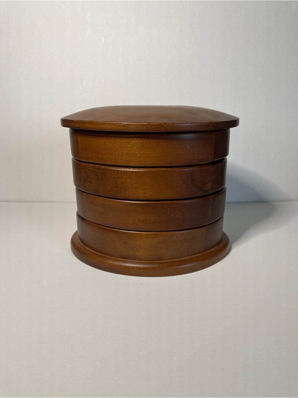 Wooden multi-tier swivel rotating jewelry box Compact 4-Layer Organizers